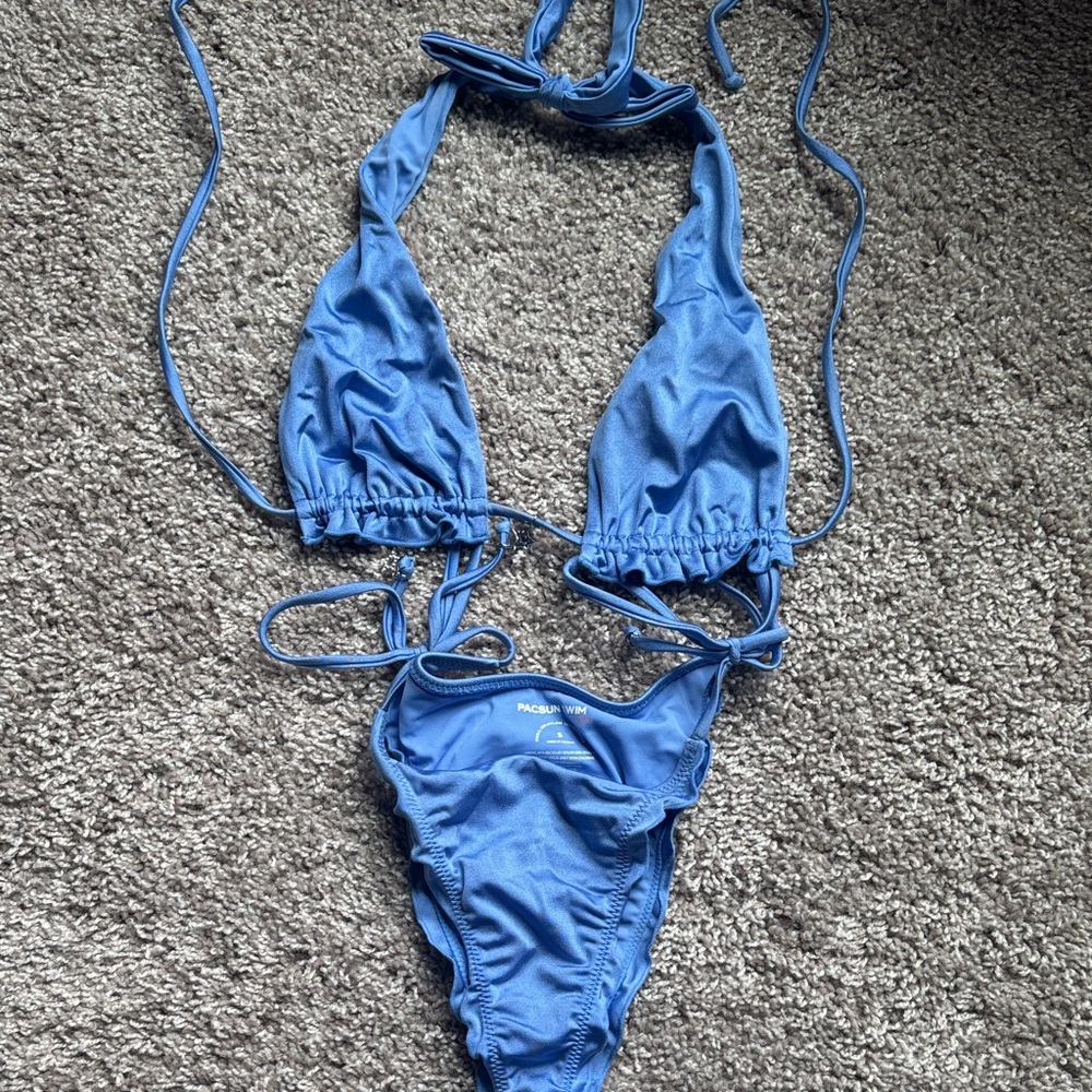 PacSun Blue Halter Bikini Set - Top M Bottom S - NWOT